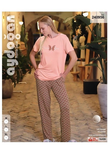 Kadın Somon Viskon Kısa Kollu Pijama Takımı 240956 fiyatları