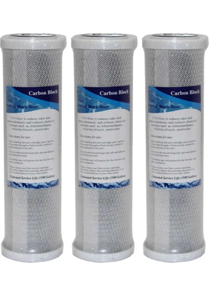 Açık Kasa Su Arıtma Cihazı Cto Blok Karbon Filtre (3 Adet)