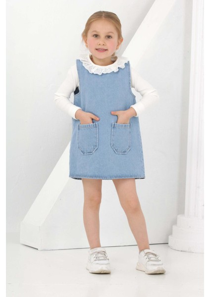 Kız Çocuk 2'li Jean Elbise (Jean Elbise+Bady Sweat) 12169