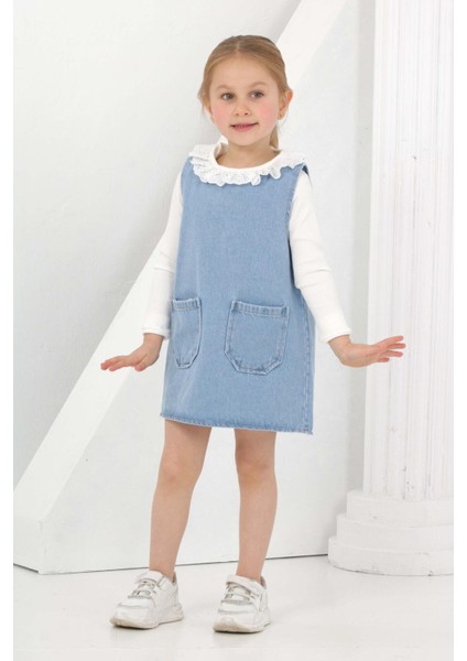 Kız Çocuk 2'li Jean Elbise (Jean Elbise+Bady Sweat) 12169