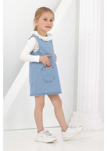 Kız Çocuk 2'li Jean Elbise (Jean Elbise+Bady Sweat) 12169