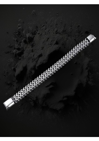 Çelik Bileklik Çift Taraflı Kullanılabilen Titanyum Model 0.8 mm 21 cm Unisex Gümüş Silver