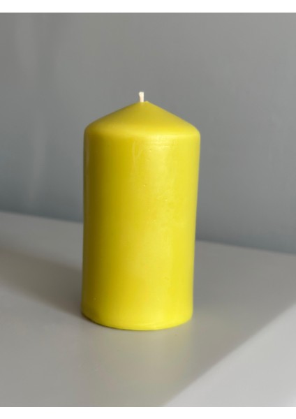 2 Li Orta Boy Fıstık Yeşili Düz Sütun Mum fırsatları