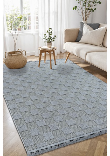 Coco Bukle Kaymaz Toz Vermez Dokuma Gri Halı Iskandinav Yolluk