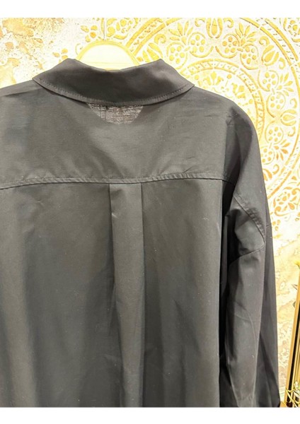 Kalın Gömlek Oversize - Siyah