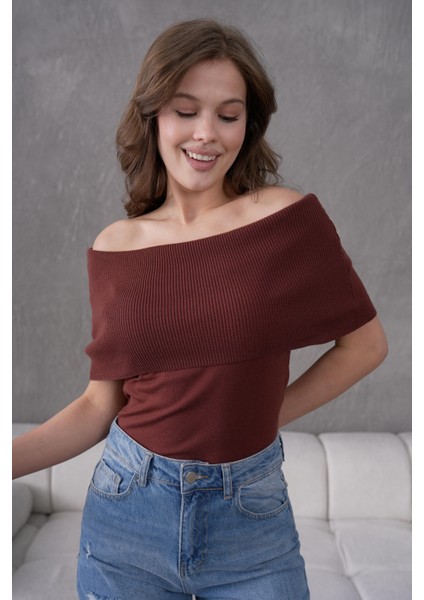 Kadın Madonna Yaka Kolsuz Triko Bluz 2202 modelleri