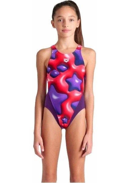 Girl's Arena Star Shaped Swimsuit Swim Tech L Kız Çocuk Yüzücü Mayo Mor 008169950