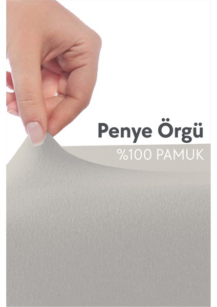 %100 Pamuk Penye Lastikli Çarşaf - Tek Kişilik | Fitted - Açık Gri - 90 x 200 cm