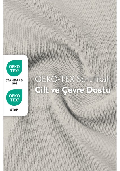 %100 Pamuk Penye Lastikli Çarşaf - Tek Kişilik | Fitted - Açık Gri - 90 x 200 cm
