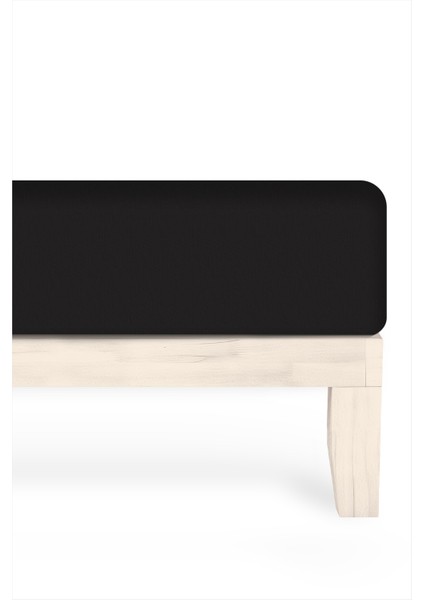 %100 Pamuk Penye Lastikli Çarşaf - Tek Kişilik | Fitted - Siyah - 100 x 200 cm
