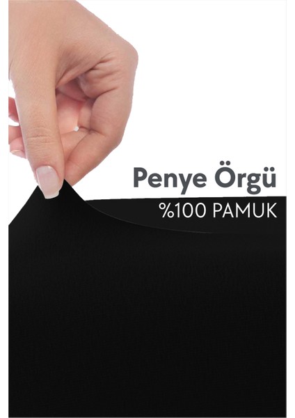 %100 Pamuk Penye Lastikli Çarşaf - Tek Kişilik | Fitted - Siyah - 100 x 200 cm