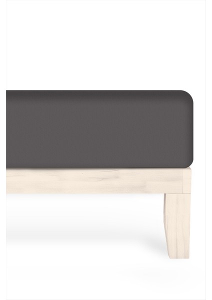%100 Pamuk Penye Lastikli Çarşaf - Tek Kişilik | Fitted - Antrasit - 100 x 200 cm