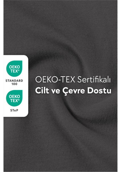 %100 Pamuk Penye Lastikli Çarşaf - Tek Kişilik | Fitted - Antrasit - 100 x 200 cm