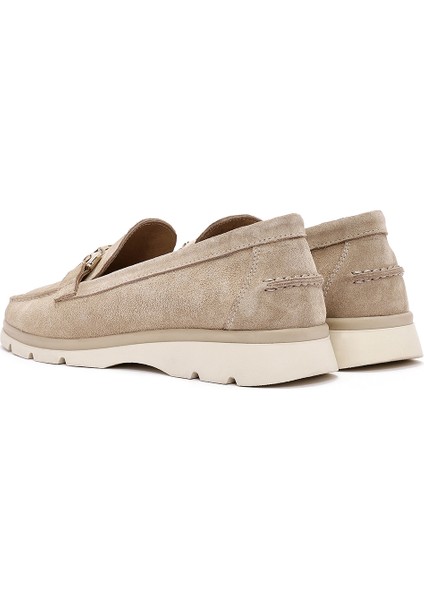 Kadın Bej Toka Detaylı Süet Deri Comfort Loafer 25SFD153710