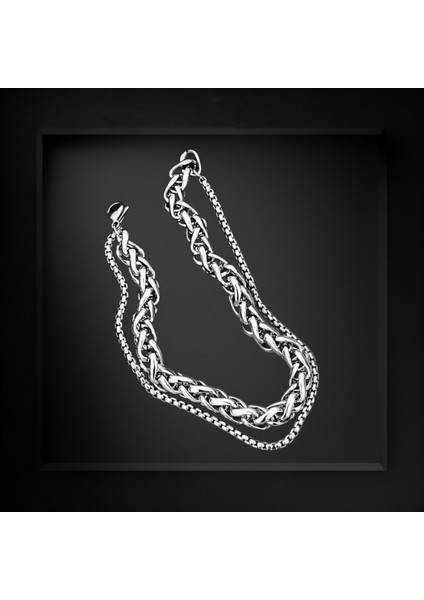 Çelik Bileklik Çift Katmanlı Zincir Model 0.3 mm 20 cm Gümüş Silver Unisex