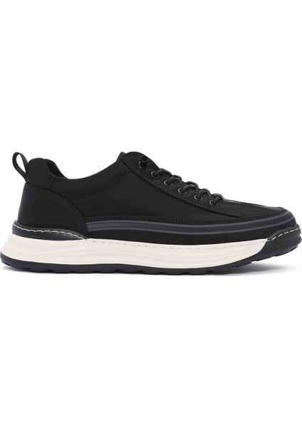 Erkek Siyah Bağcıklı Kumaş Sneaker 25SFD69386F