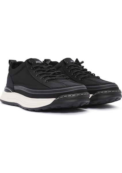 Erkek Siyah Bağcıklı Kumaş Sneaker 25SFD69386F