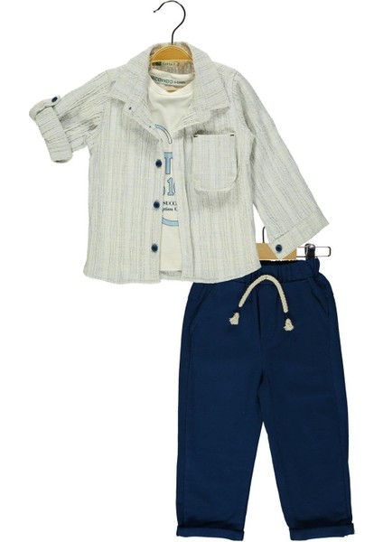 3' Lü Erkek Çocuk Lacivert Keten Gömlekli Takım