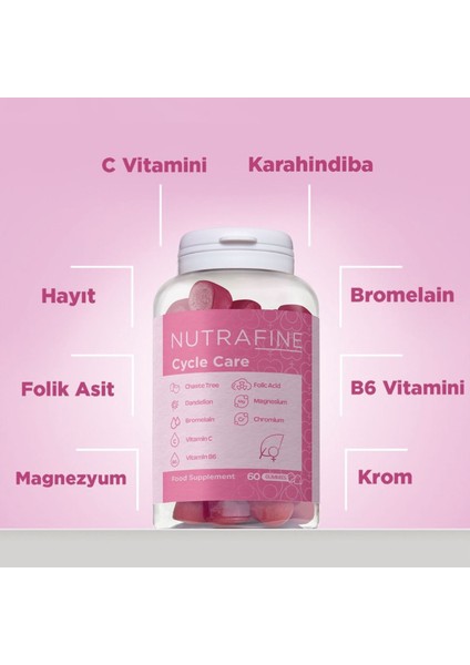 Cycle Care Gummy, Kadınlar İçin Özel Formül Çiğnenebilir Vitamin