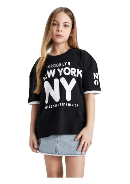 New York Oversize Kız Tişört