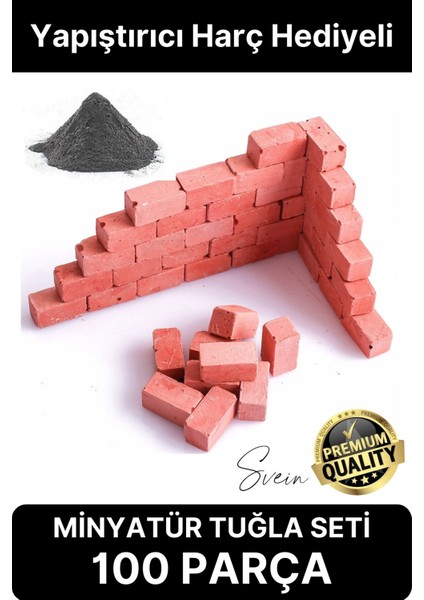 Premium 100 Parça Minyatür Hobi Maket Proje Eğitici Öğretici Inşaat Tuğla Seti Mini Ev Boya Fırça