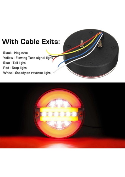 6x 4 Inç Römork Dinamik Kuyruk Lambası 24 V LED Kamyon Fren Lambası Otomobiller, Tekneler, Karavanlar Için LED Yuvarlak Su Hamburger (Yurt Dışından)