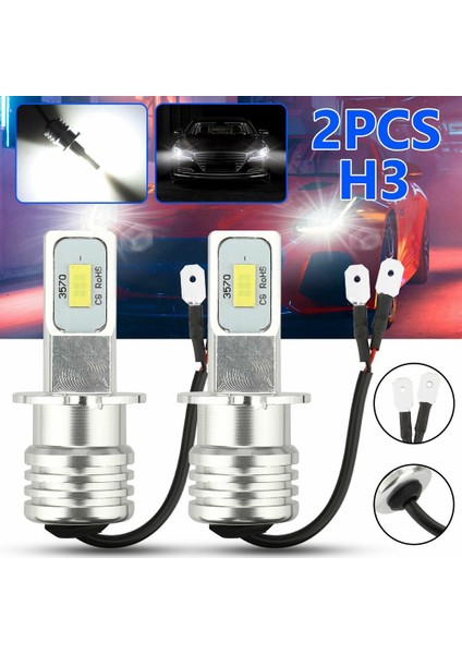 4x H3 Süper Parlak -Led Far Kiti 100W 10000LM Sis Drl Ampuller 6000K Beyaz (Yurt Dışından)