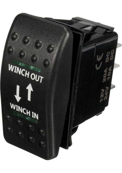 5x 12V 20A Vinç Çıkışı Açık-Kapalı-Açık Rocker Anahtarı 7 Pin LED Yeşil (Yurt Dışından)