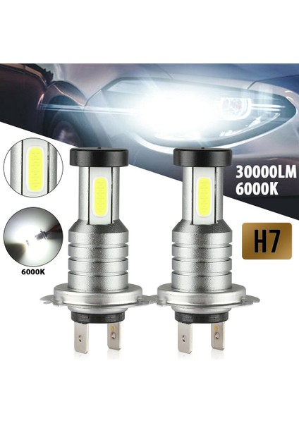 4x H7 LED Far Ampul Kiti Yüksek Düşük Huzmeli 100W 30000LM Süper Parlak 6000K Beyaz (Yurt Dışından)