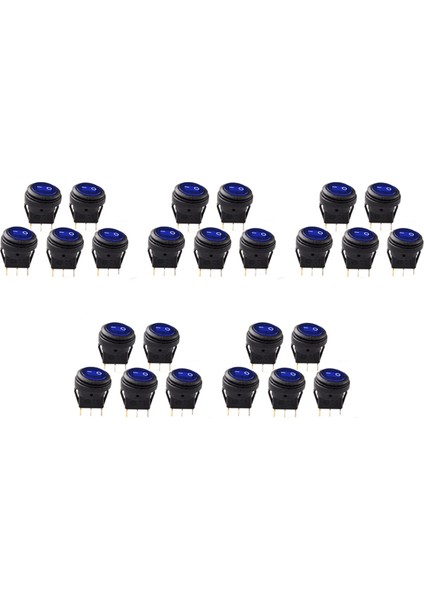 25 Adet 12V 20A Su Geçirmez Yuvarlak Açma/kapama Rocker Anahtarı Araba Oto Tekne Spst (Yurt Dışından)