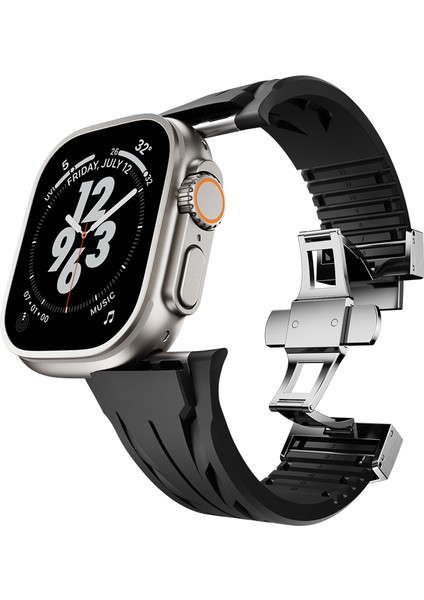 Apple Watch Ultra 2 49MM Metal Tokalı Hafif ve Esnek Tpu Kordon
