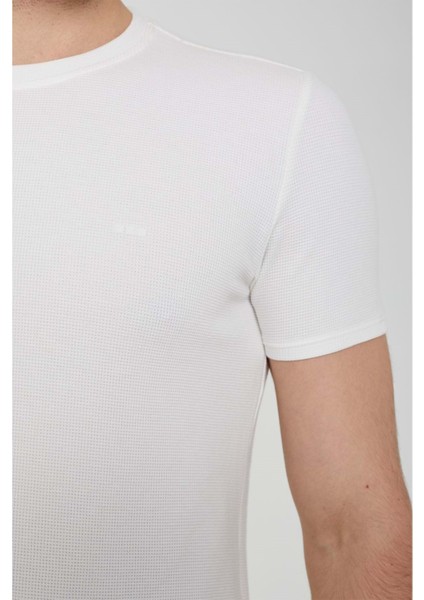 Sıfır Yaka Bisiklet Yaka Likralı Petek Dokulu Beyaz Erkek Tshirt fiyatları