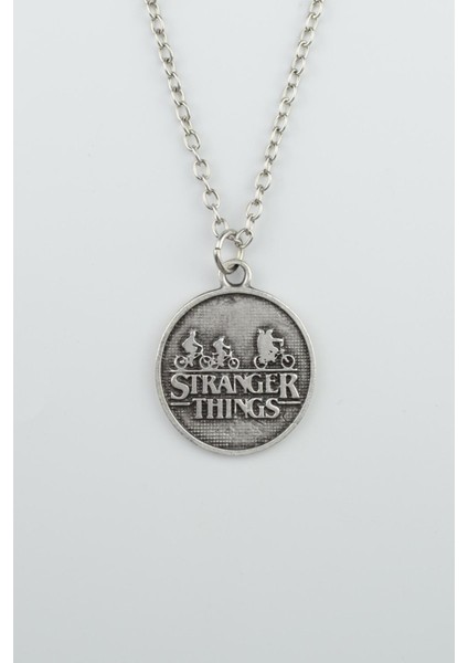 Stranger Things Gümüş Kaplama Düz Zincir Kolye
