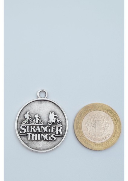 Stranger Things Gümüş Kaplama Deri İp Kolye