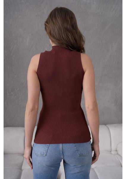 Kadın Fitilli Kolsuz Triko Badi Likralı Body 253101