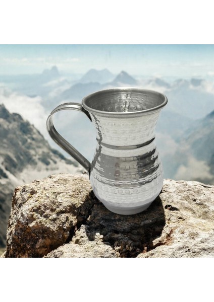 Alüminyum Ayran Bardağı, Büyük Boy, Bakır Görünümlü Bardak, Alüminyum Maşrafa 6 Adet