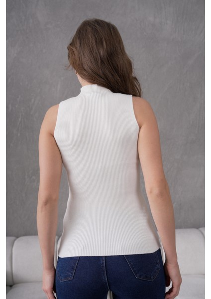 Kadın Fitilli Kolsuz Triko Badi Likralı Body 253101
