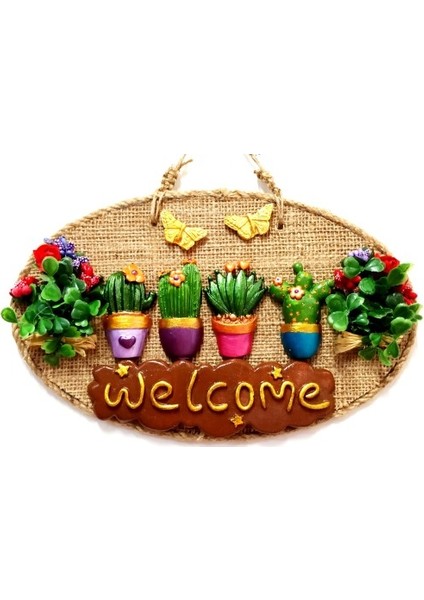 Çiçeklerin Büyüsü Welcome Yazılı Kapı ve Duvar Süsü