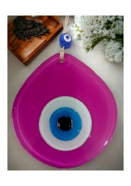 Mavi Nazar Boncuklu Pembe Renk Nazar Boncuklu Damla Desen El Yapımı Duvar Süsü fırsatları