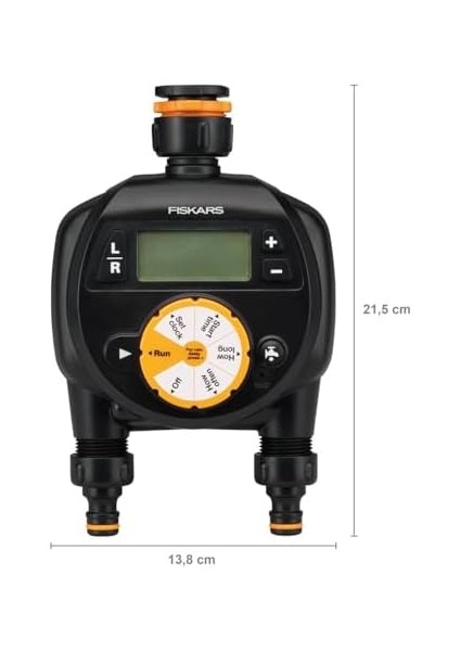 2 Çıkışlı Zamanlayıcı/zamanlayıcı, Tüm Standart Musluk Boyutları Için, Kolay Okunabilir LCD Ekran, Evrensel Boyut, 580 G, Siyah/turuncu, 1054792