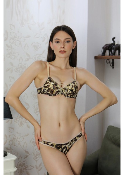 Kadın Destekli Desenli Sütyen Takım 3901 Sütlükahve fiyatları