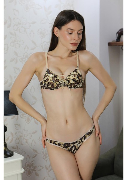 Kadın Destekli Desenli Sütyen Takım 3901 Sütlükahve fırsatları