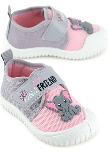 Kız Bebek Yazlık Keten Tek Cırt Cırtlı Ayarlanabilir Rahat Taban Ev Okul Kreş Günlük Ayakkabı