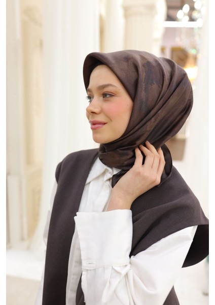 Acı Kahve Silk Home Shiny Eşarp