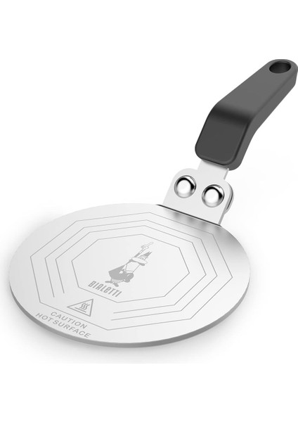 - Indüksiyon Ocak Isı Difüzörü - 13CM - 1-9 Cup Aralığı Için Uygundur - Paslanmaz Çelik Gövde - Bakalit Sap - Halka Plaka - Adaptör Plakası