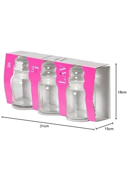 Menashop Sera 3'lü Kavanoz, LV-SER82 PK0002A, SER82-PK0002A, Şeffaf
