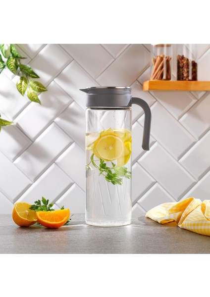 Menashop Borosilikat Cam Sürahi 1800 ml Gri - THN87018