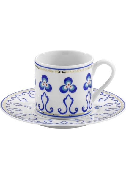 Porselen Çintemani 9727 Standart 6 Kişilik 12 Parça Kahve Fincan Takımı, 90 ml