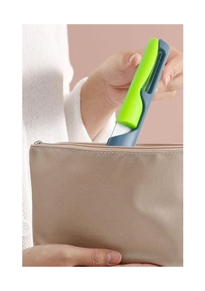 Delos 2 In 1 Paslanmaz Çelik Bıçak ve Soyacak Seti Yeşil modelleri