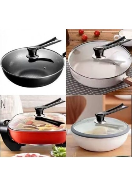 Dikey Tasarım Tencere Kapağı Kolu, Siyah Metal, Isıya Dayanıklı ve Ergonomik Tasarım, Kolay Montaj, Dayanıklı ve Şık Görünüm, Tüm Tencere Kapaklarıyla Uyumlu modelleri